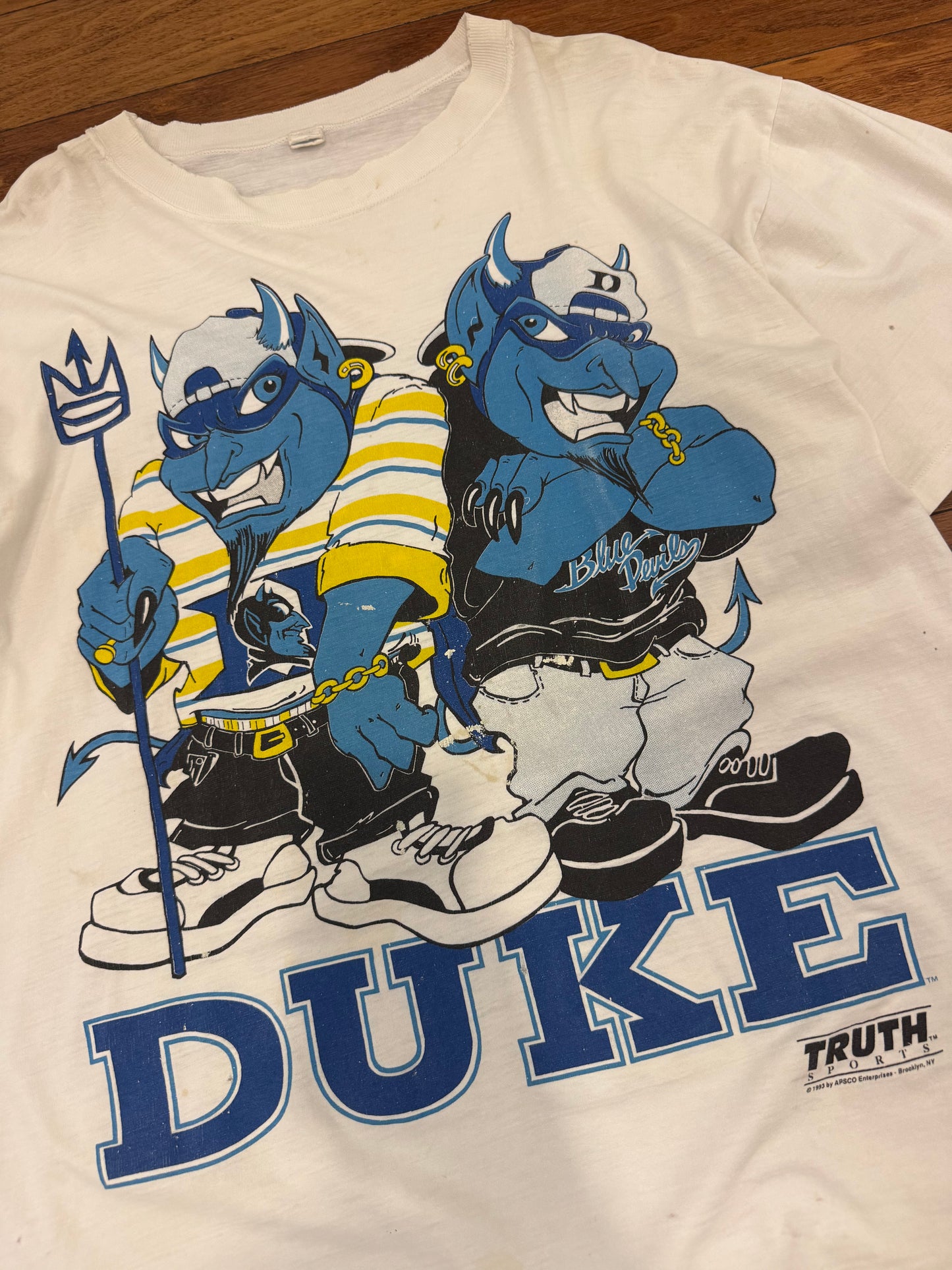 1993 Duke Blue Devils Cartoon Mascots Vintage Tee (XL)