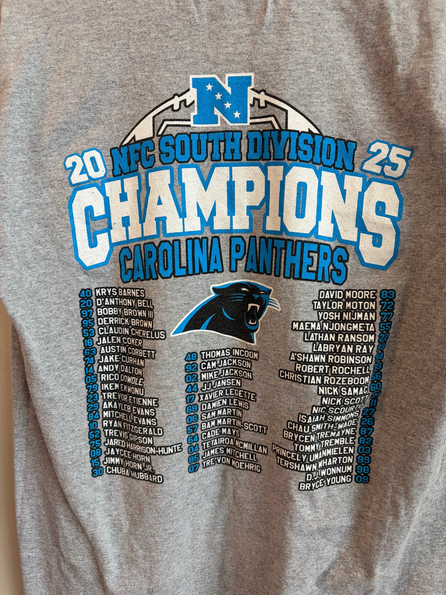 2025 Carolina Panthers NFC South Division Champions Tee (M)