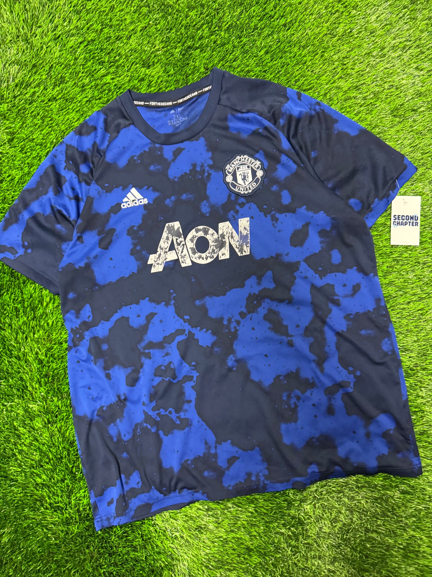 Manchester United Parley Training Jersey Adidas Blue AON Jersey 2019-20 Kit (XXL)
