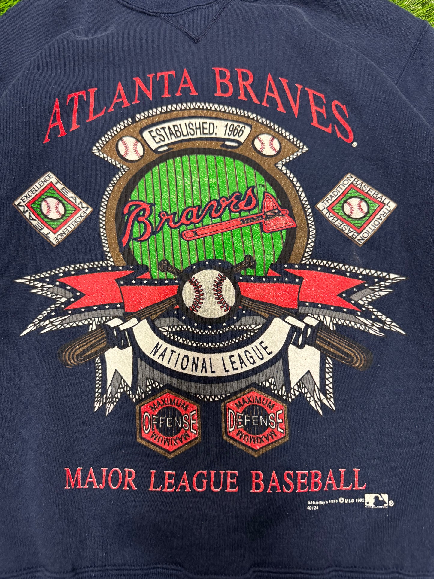 1992 Atlanta Braves Big Graphic Vintage MLB Crewneck (M)