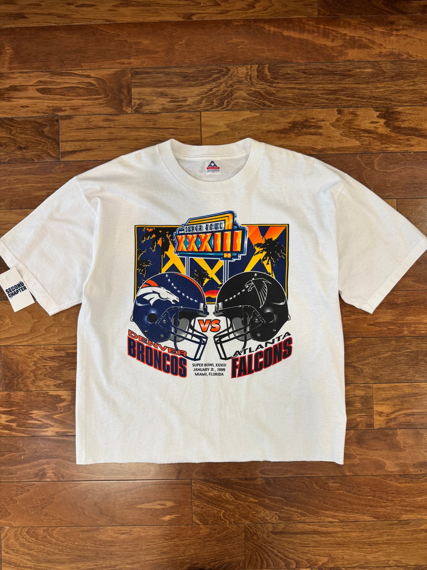 1999 Broncos v Falcons Super Bowl Cropped Tee (XL)