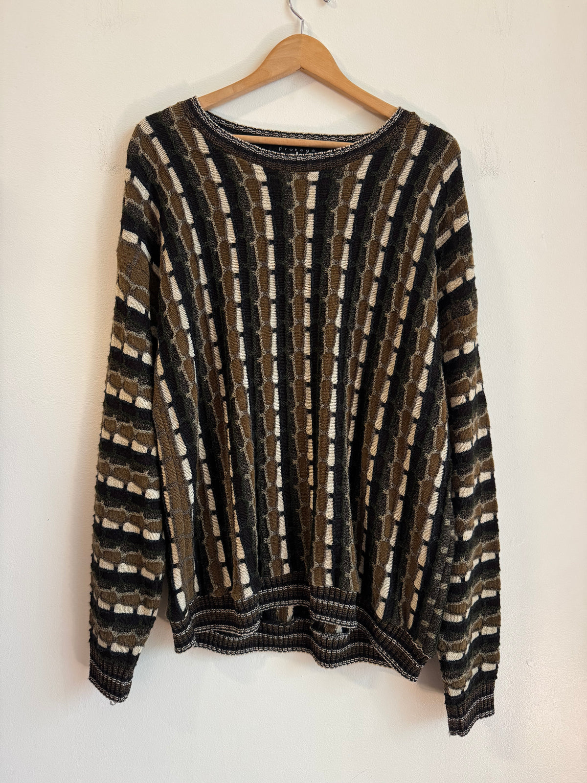 90s Protege 3D Knit Brown Sweater (L)
