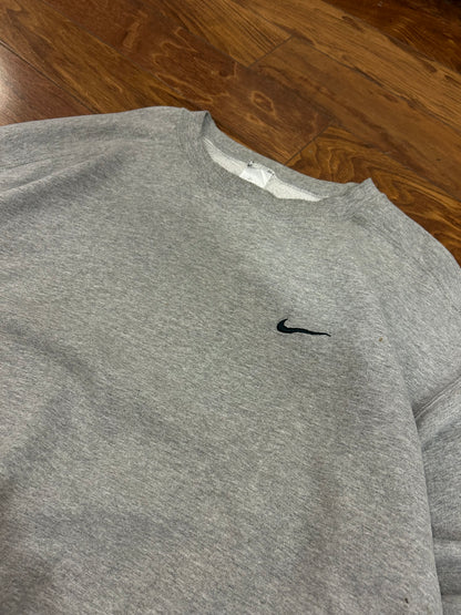 90s Nike Essential Gray Big Swoosh Crewneck (XL)