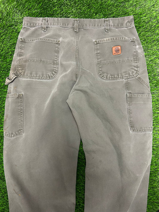 Carhartt Olive Distressed Carpenter Pants (36 x 30)