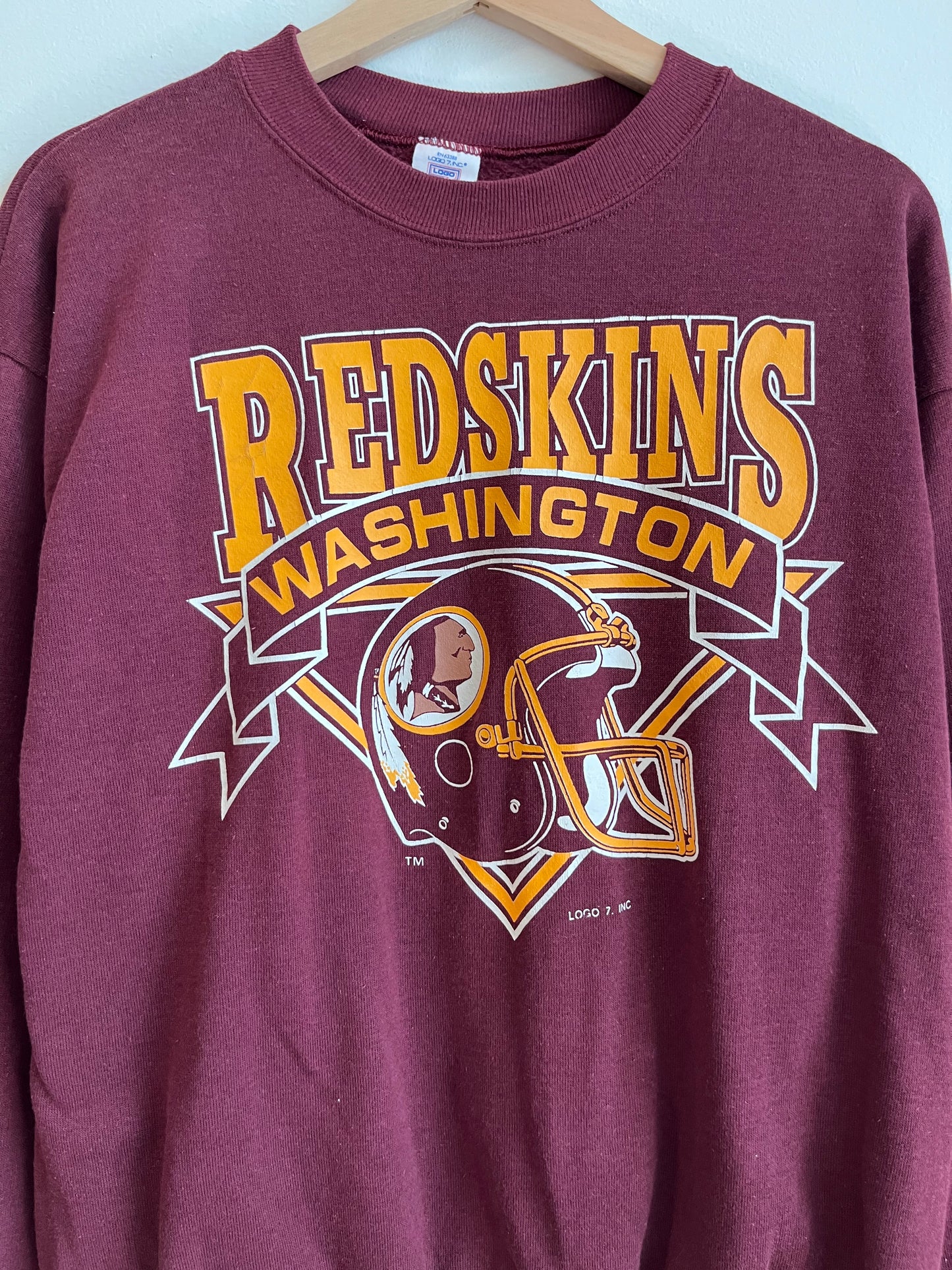 90s Washington Redskins Logo 7 Burgundy Crewneck (L)