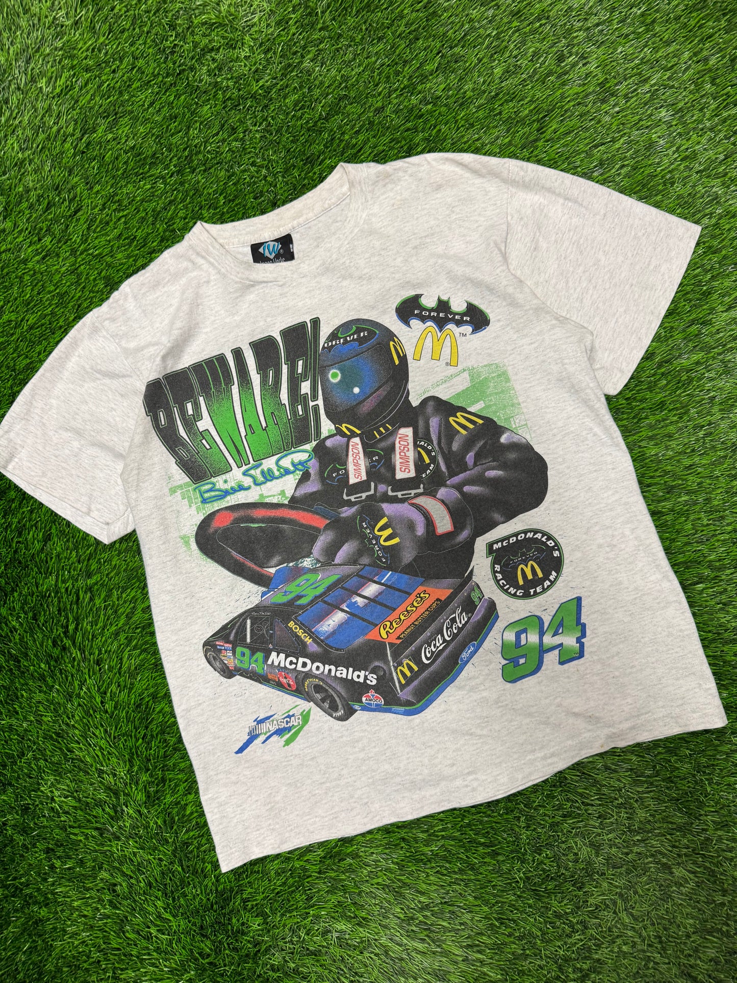 1995 Bill Elliot Vintage Nascar Batman Forever McDonalds DC Racing Tee (L)
