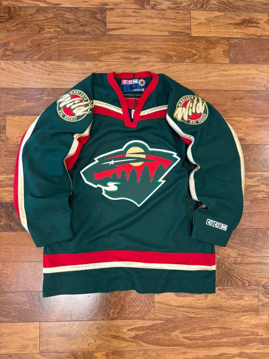 00s Minnesota Wild CCM Stitched Vintage NHL Green Hockey Jersey (L)