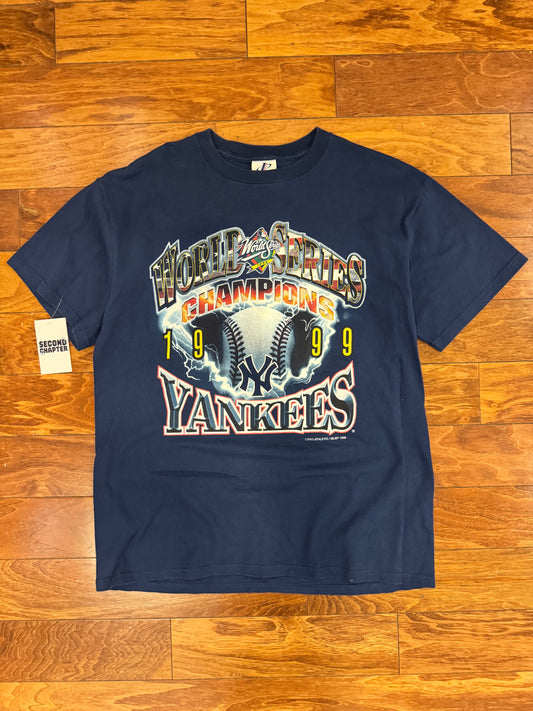 1999 New York Yankees Lightning Graphic Vintage Tee (L)