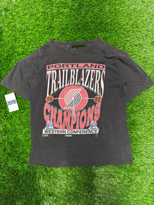 1992 Portland Trailblazers Thrashed Vintage NBA Tee (S)
