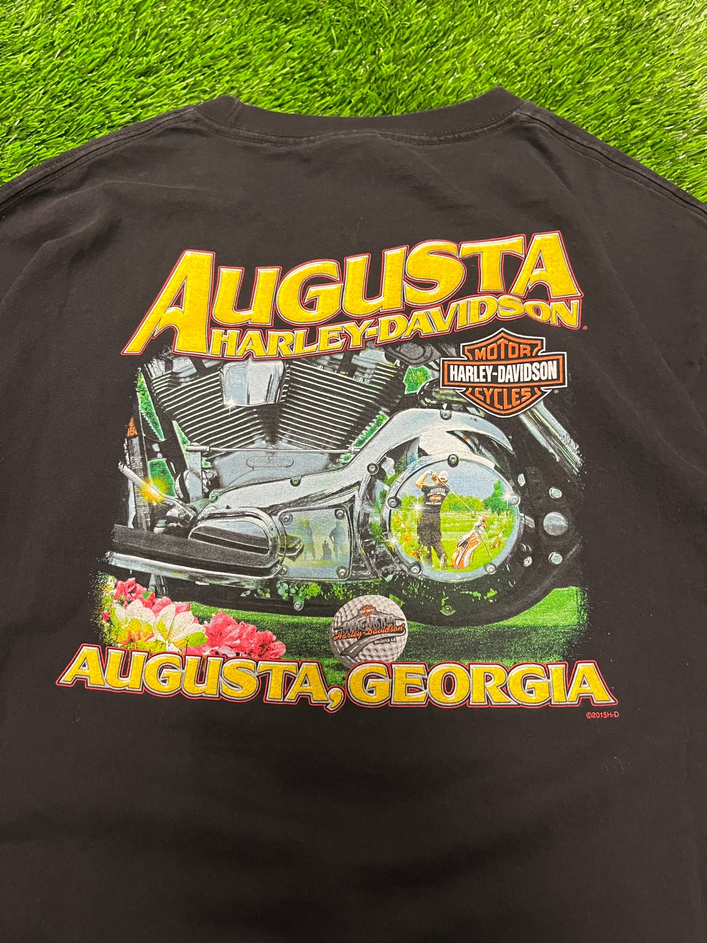 00s Harley Davidson Augusta Georgia Pin Up Girl Biker Tee (XL)