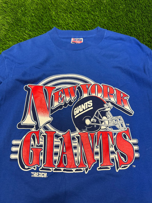 90s NY Giants Spell Out Trench Blue Tee (L)