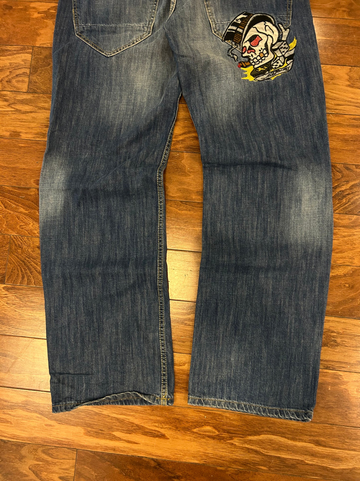 00s Ed Hardy Embroidered Skull Jeans (36 x 32)