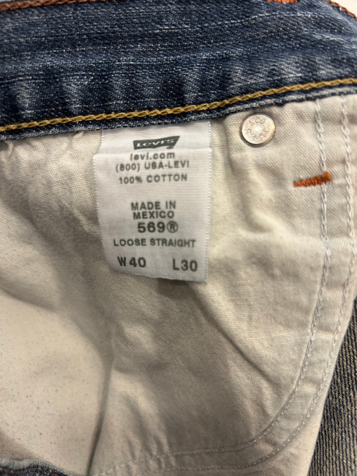 2008 Levi's 569 Baggy Faded Dark Wash Jeans (40 x 30)