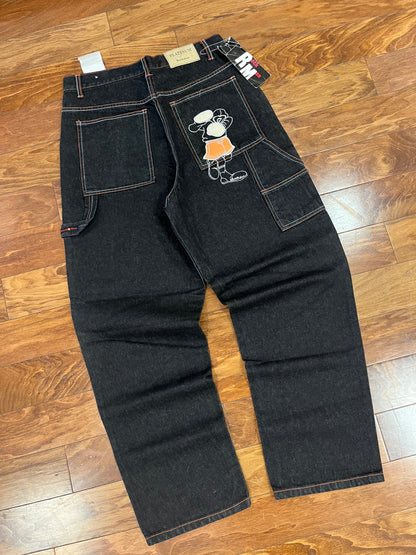 00s Rockman Baggy Embroidered Y2K Jeans (34 x 32)