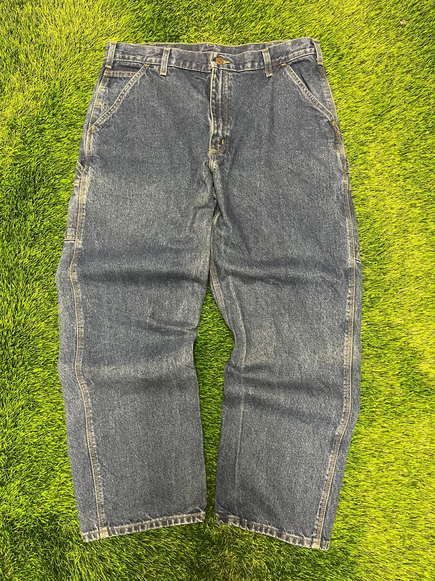 2008 Carhartt Dark Blue Denim Carpenter Jeans (38 x 30)