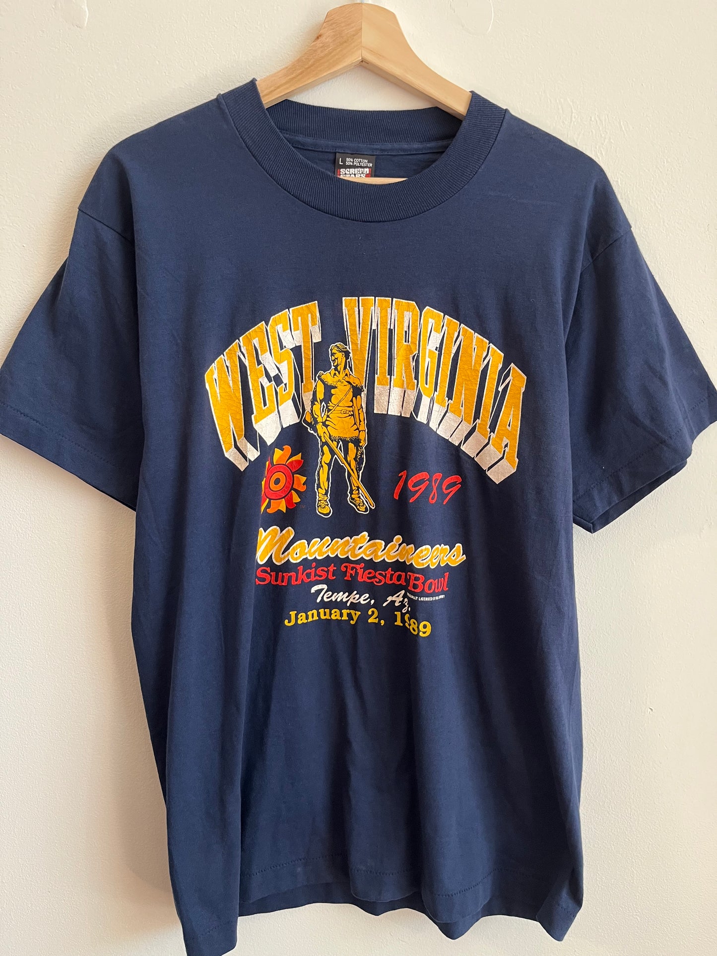 1989 West Virginia Sunkist Fiesta Bowl Tee (L)