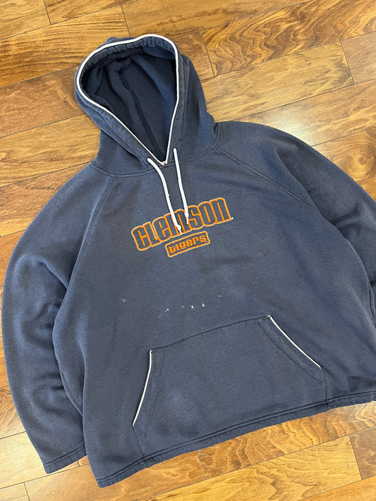 00s Clemson Red Oak Paint Stained Hoodie (L)
