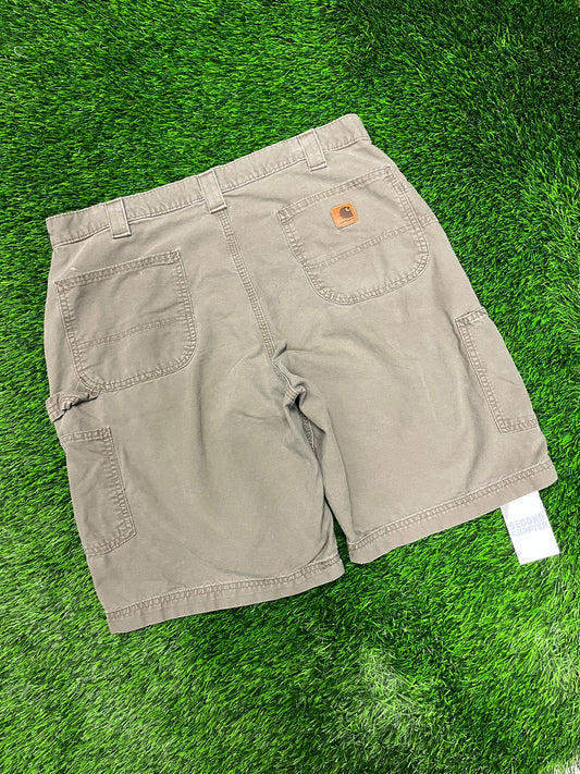 2010 Carhartt Workwear Carpenter Faded Olive Vintage Shorts (36)