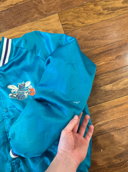 80s Charlotte Hornets Chalk Line Satin Jacket (L)