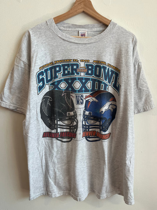 1999 Falcons vs Broncos NFL Super Bowl Tee (XL)
