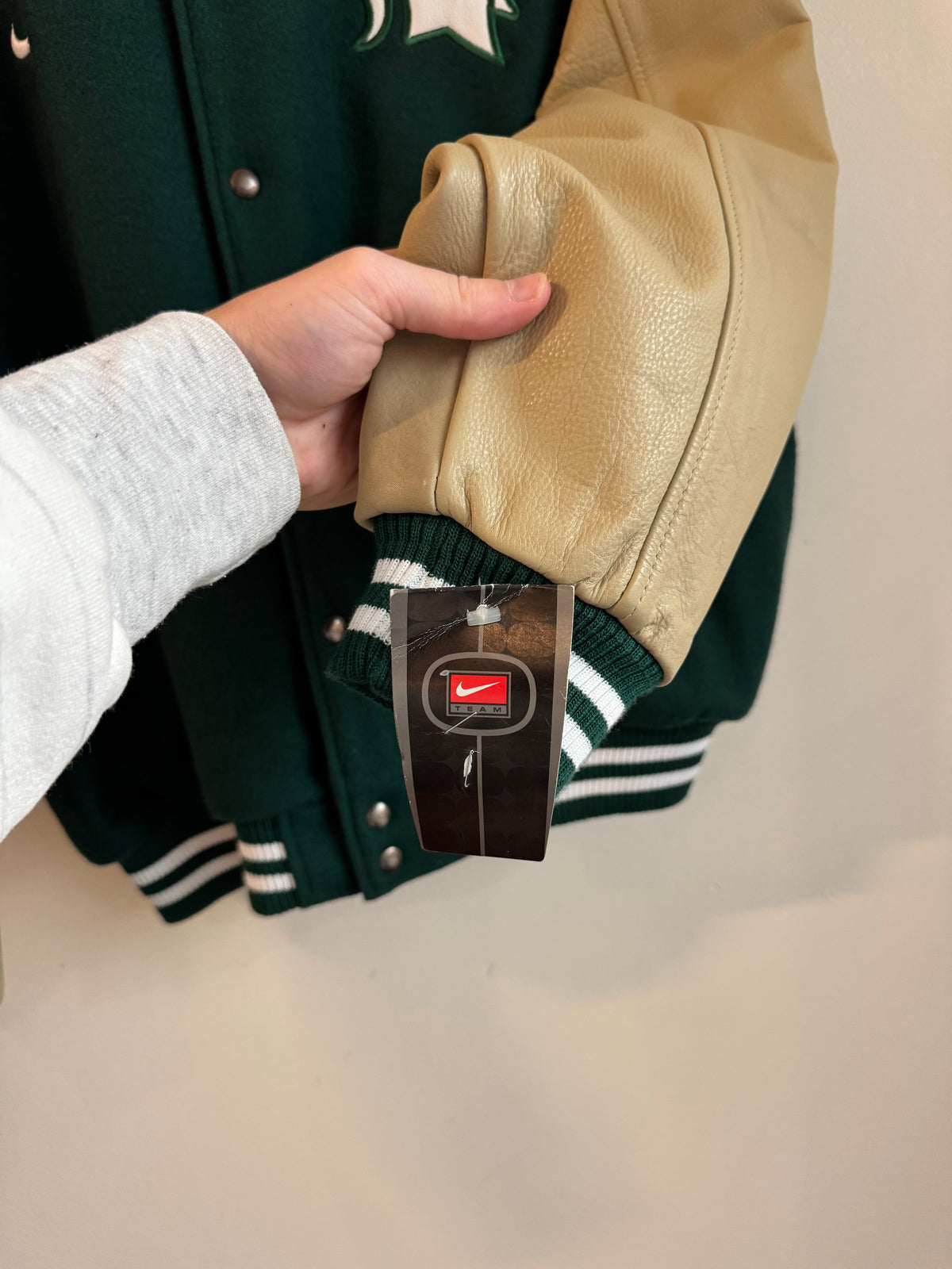 90s Michigan State Nike Varsity Leather Deadstock Jacket (L)