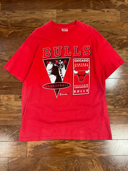 90s Chicago Bulls Team Hanes Red Tee (XXL)
