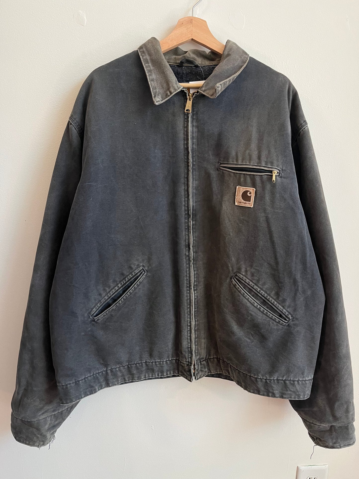 90s Carhartt Detroit Faded Charcoal Vintage Jacket (XL)