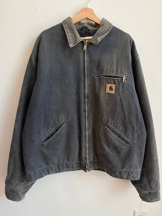 90s Carhartt Detroit Faded Charcoal Vintage Jacket (XL)