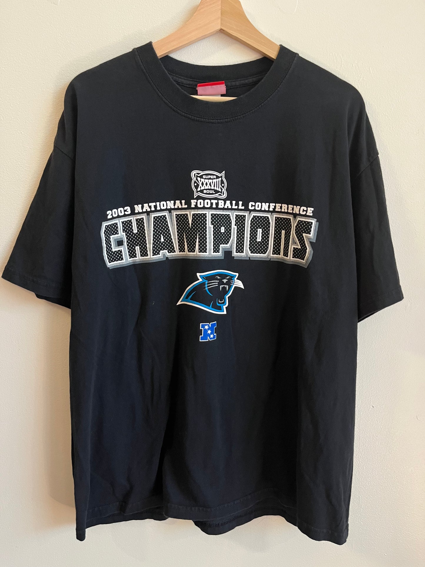 2003 Carolina Panthers Super Bowl NFL Conference Champions Black Tee (XL)