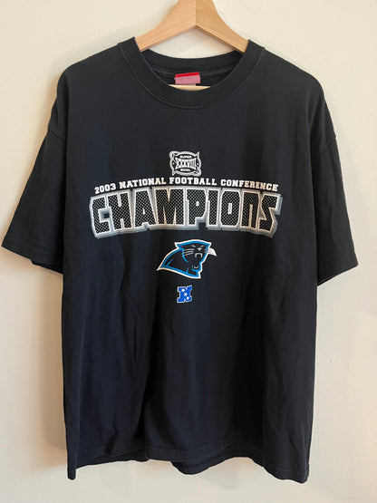 2003 Carolina Panthers Super Bowl NFL Conference Champions Black Tee (XL)