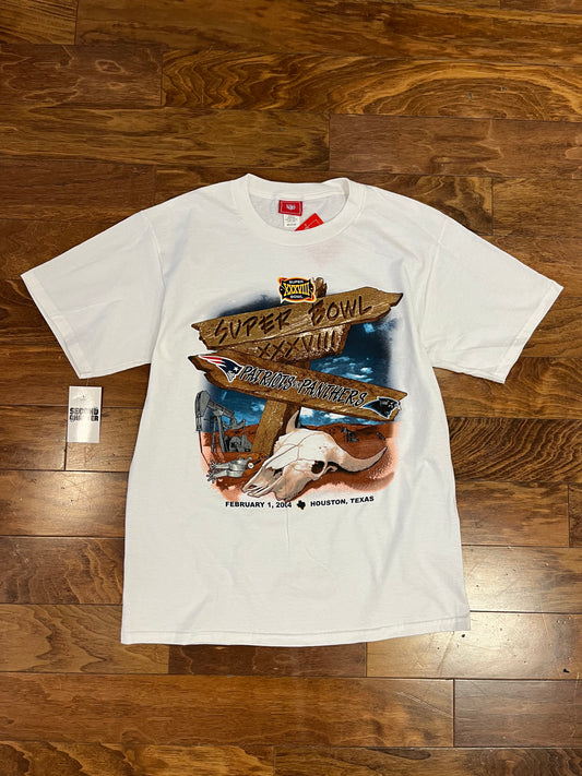 2004 Patriots v Panthers Deadstock Super Bowl Tee (M)