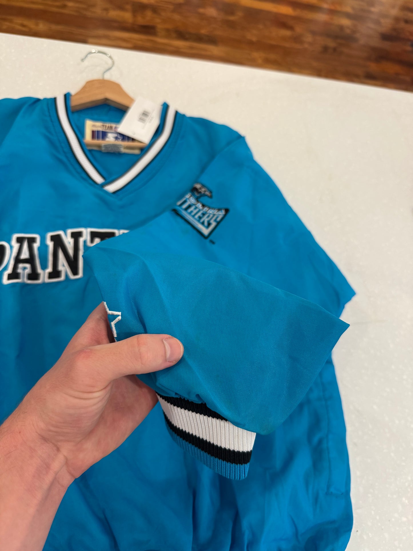 90s Carolina Panthers Embroidered Blue Starter Inaugural Season Windbreaker (M)