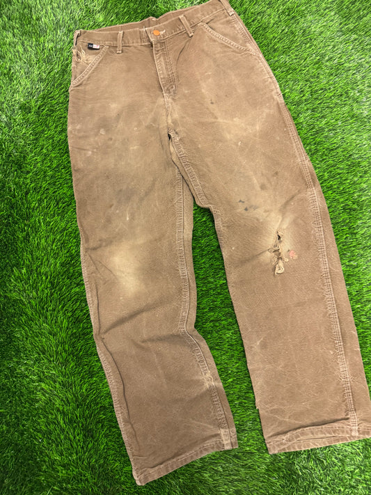 Carhartt Fire Resistant Distressed Faded Workwear Carpenter Pants (30 x 32)