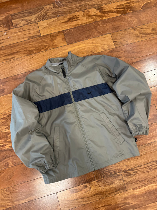 00s Nike Grey Striped Essential Windbreaker (S)