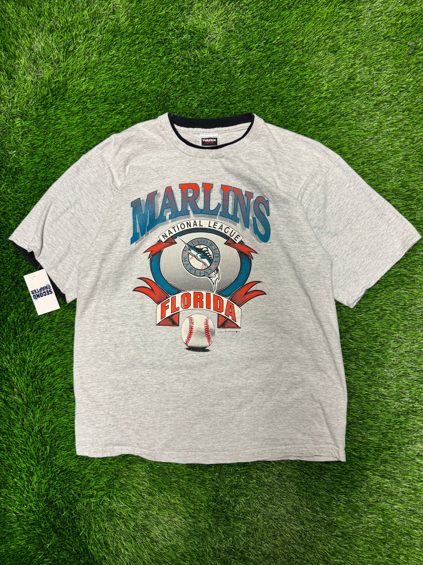 1991 Florida Marlins Double Sleeve Vintage MLB Tee (XL)