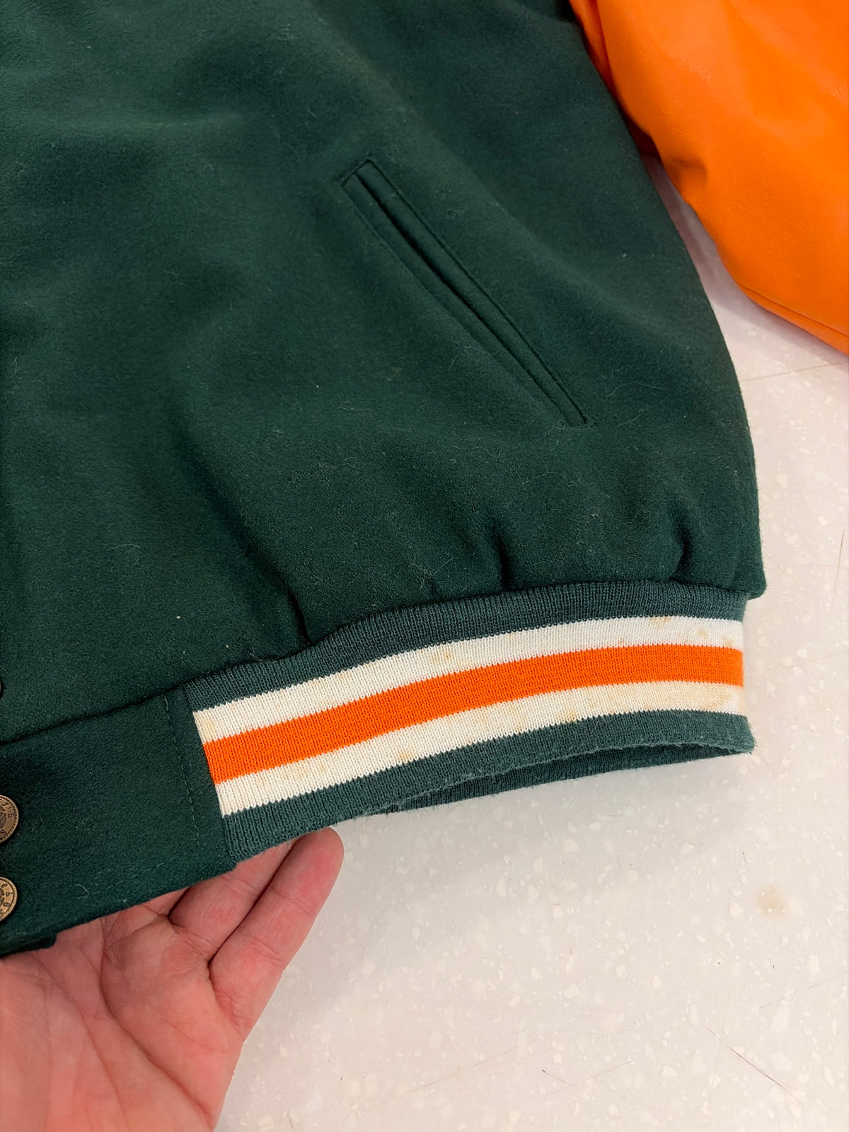 90s University of Miami Hurricanes Steve & Barry's Letterman Jacket (L)