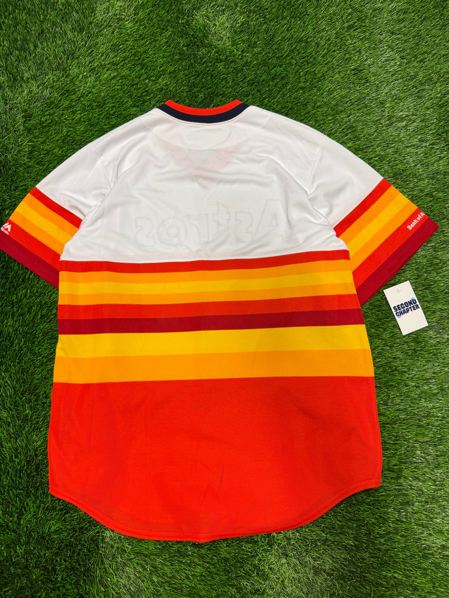 Houston Astros Majestic Rainbow Stripe MLB Baseball Jersey (L)