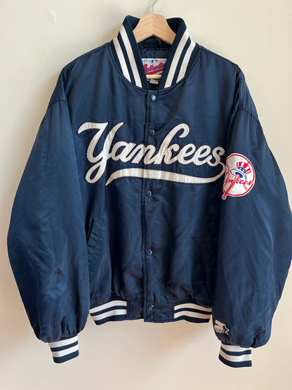 90s New York Yankees Script Starter Satin Jacket (M)