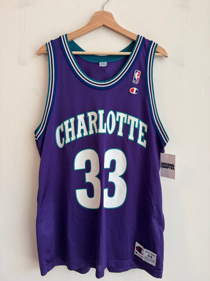 90s Charlotte Hornets Alonzo Mourning Champion Vintage Purple Jersey (M)