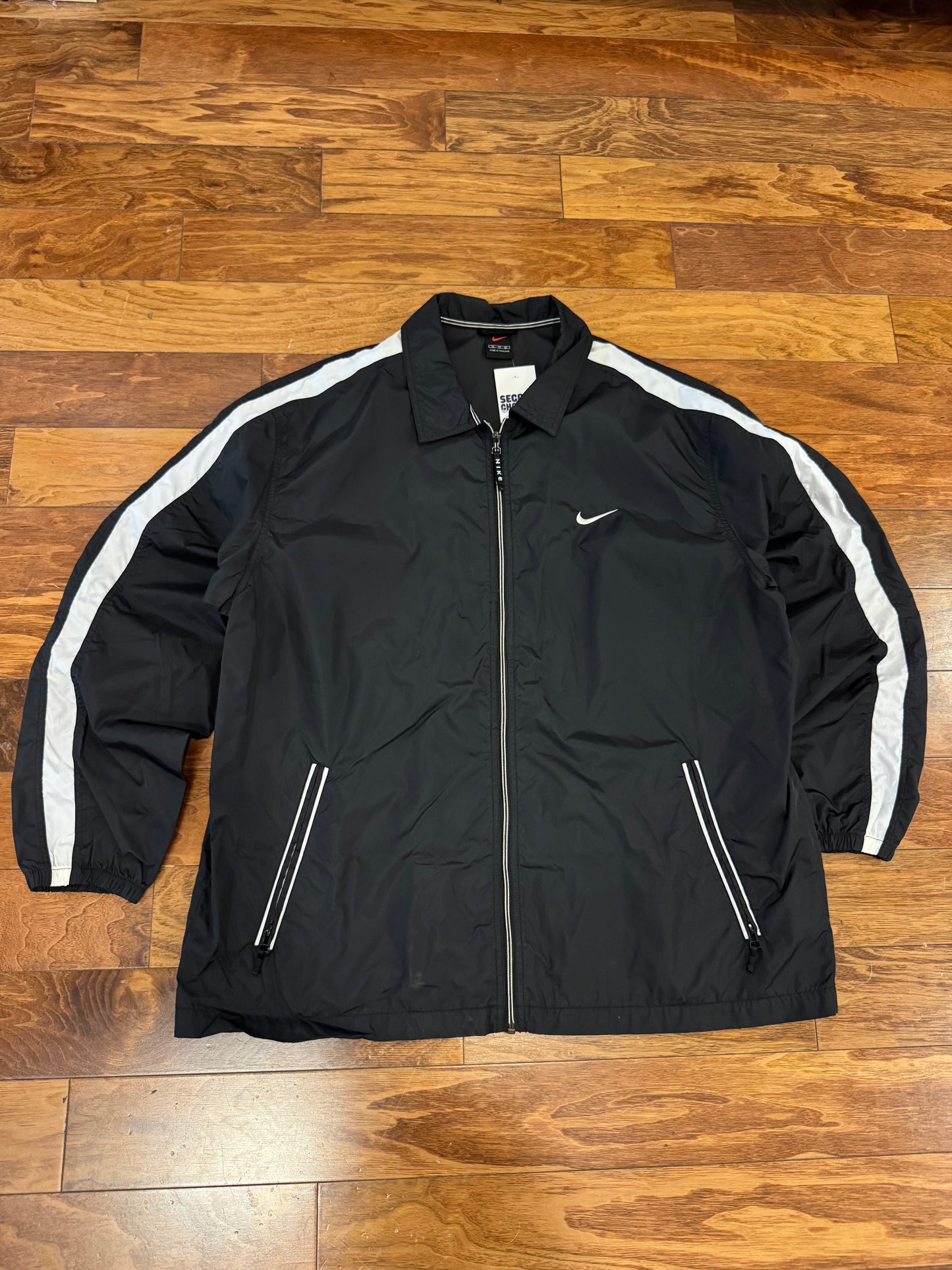 00s Nike Black Striped Lightweight Windbreaker (XL)