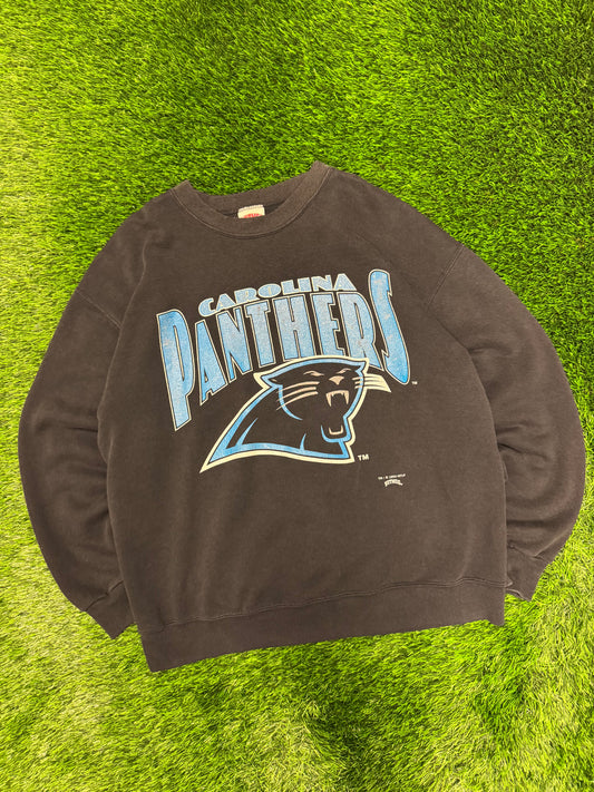 1993 Carolina Panthers Spell Out Faded Nutmeg Crewneck (L)