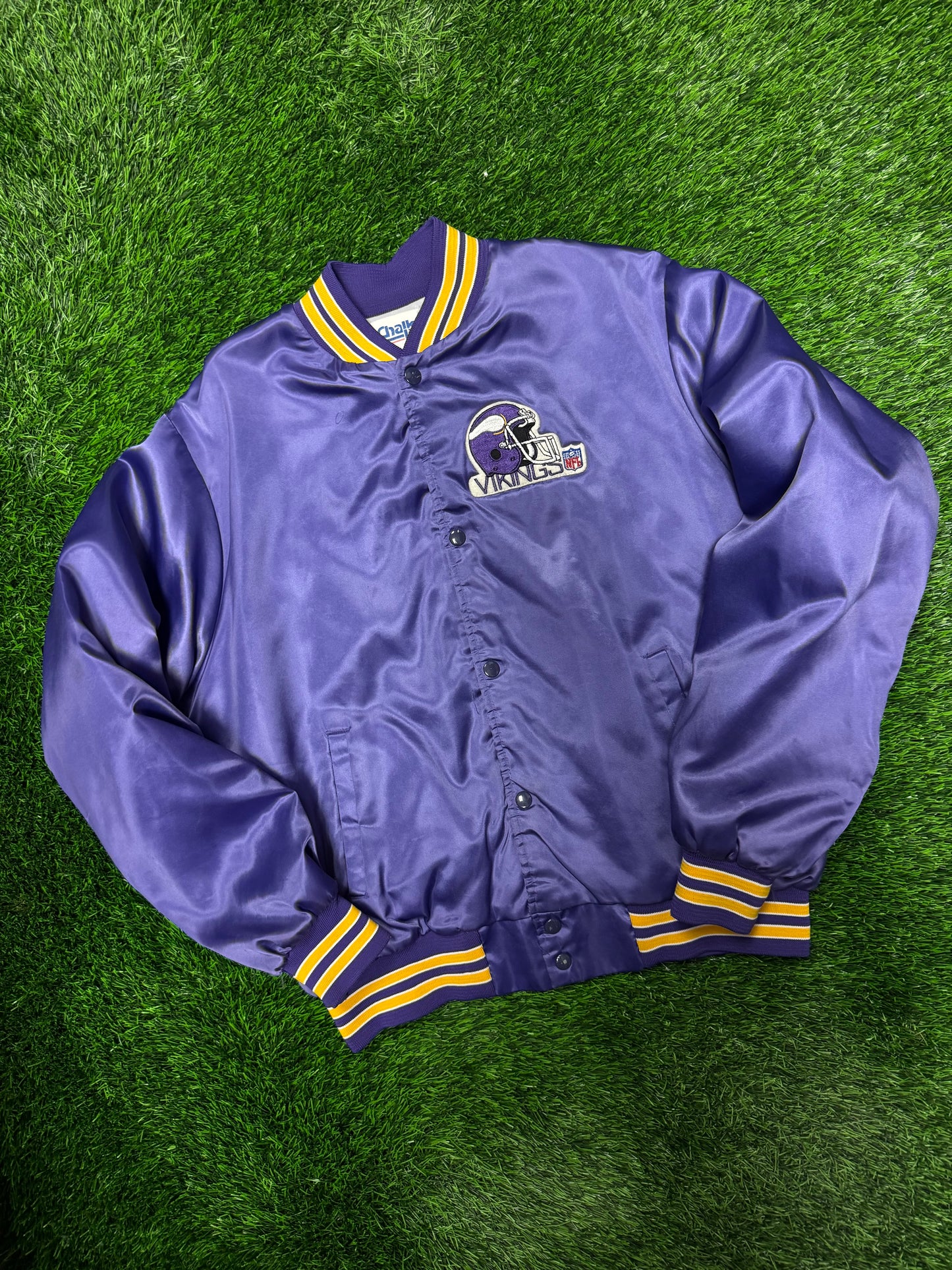 80s Minnesota Vikings Chalk Line Vintage Satin Jacket (L)