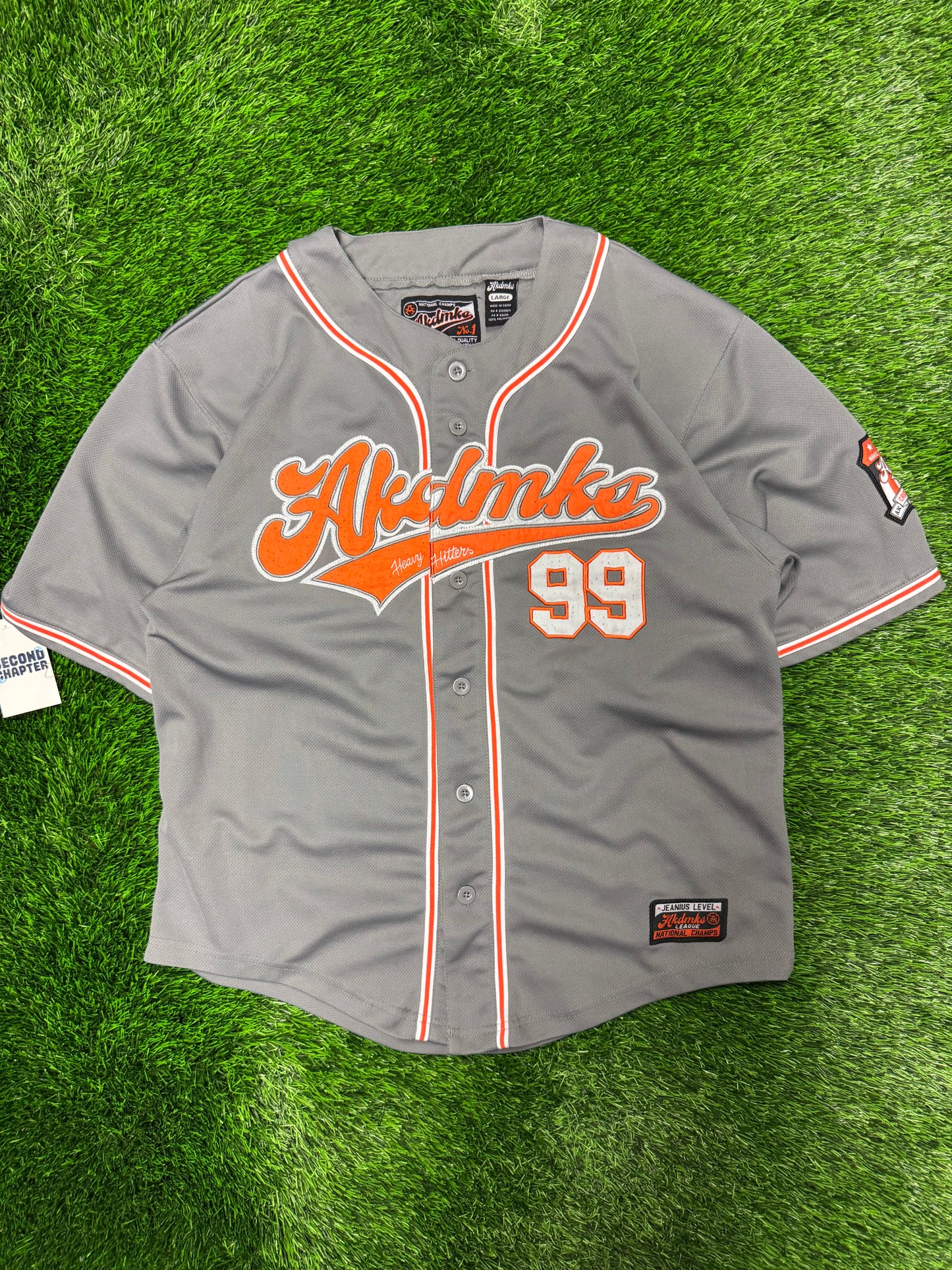 00s Akedemiks #99 Grey./Orange Baseball Jersey (L)