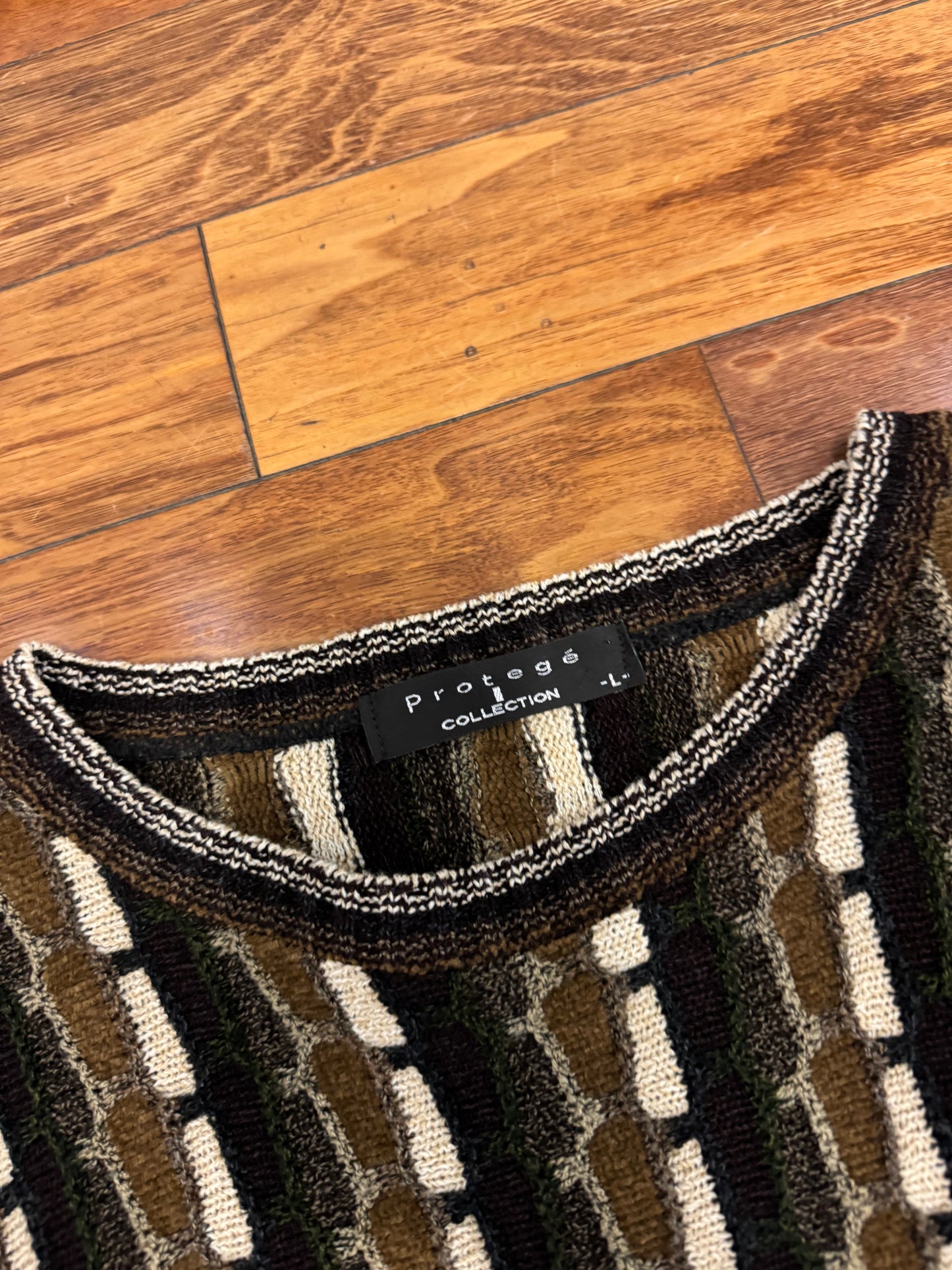 90s Protege 3D Knit Brown Sweater (L)