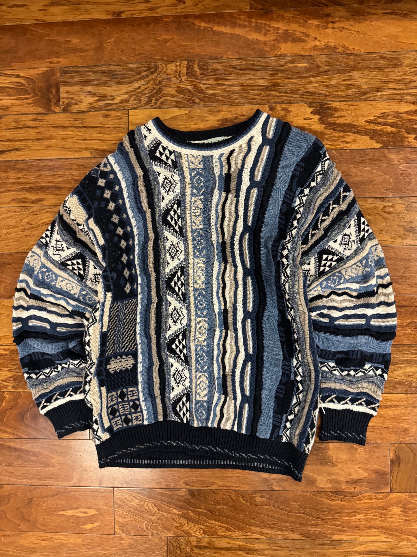 90s Alfani Blue 3D Knit Sweater (XL)