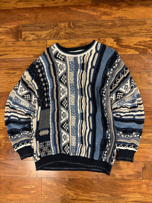 90s Alfani Blue 3D Knit Sweater (XL)
