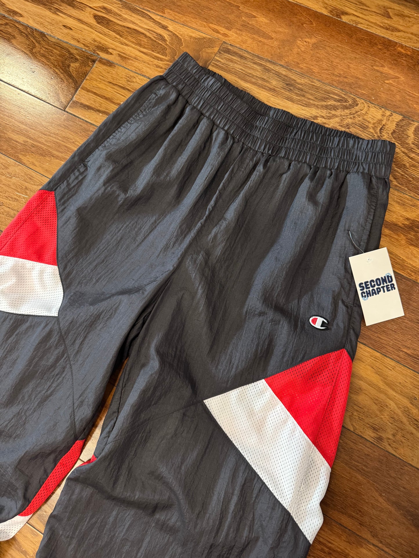 00s Champion Black/Red Track Pants (M)