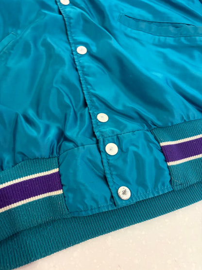 90s Charlotte Hornets DeLong Satin Spell Out Jacket (L)