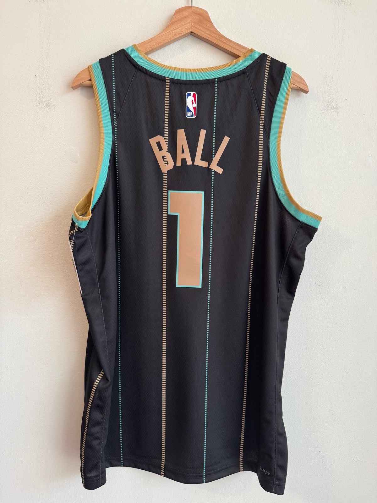 2022 Charlotte Hornets LaMelo Ball Swingman City Edition Black Pinstripe Jersey (L)