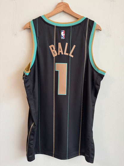 2022 Charlotte Hornets LaMelo Ball Swingman City Edition Black Pinstripe Jersey (L)